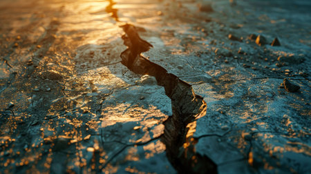 Cracks in the ground. The concept of drought and global warming.の素材