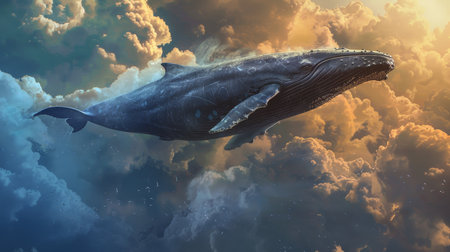Humpback whale in the cloudsの素材