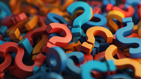 3d rendering of question mark background. Multicolor question marksの素材