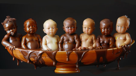 Ceramic Buddha Statues on a black background with space for textの素材