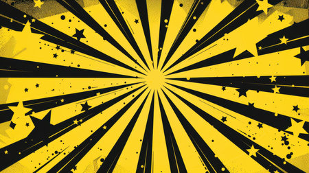 Comic book explosion background with stars and raysの素材