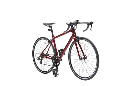 Isolated Women Sport Road Bike With Red Frame in Perspective Viewの写真素材