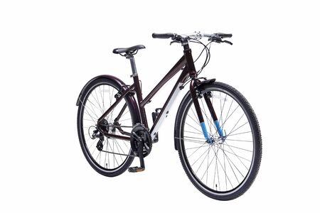 Isolated Lady Mountain / Trekking Bike In Perspective Viewの写真素材