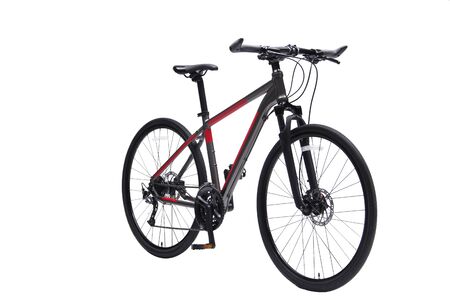 Isolated Hybrid Gent Mountain Bike With Black And Red Color In Perspective Viewの写真素材