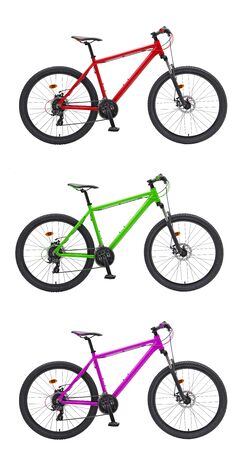 Isolated Gent Mountain Trail Bike  27.5 in 3 Color Options with White Backgroundの写真素材