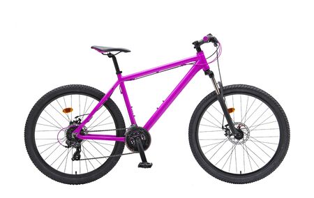 Isolated Gent Mountain Trail Bike 29er With Purple Frame in White Backgroundの写真素材