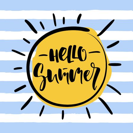 Sun with Lettering Hello Summer.のイラスト素材