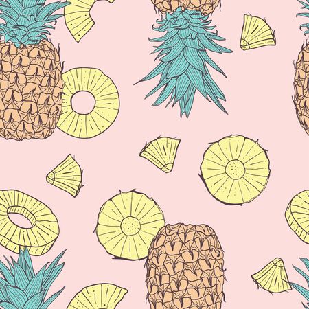 Seamless pattern. Pineapple background. Vector illustration.のイラスト素材