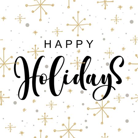 Happy holidays. Greeting card with calligraphy. Hand drawn invitation design. Handwritten modern brush lettering.のイラスト素材