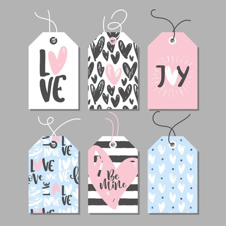 Set of romantic gift tags for Valentine's day.のイラスト素材