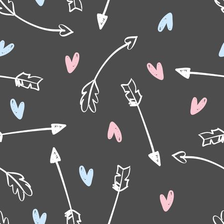 Valentine's Day pattern with arrows and hearts.の写真素材