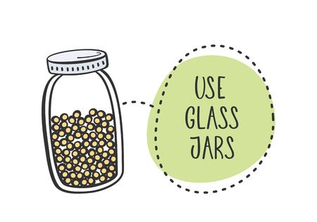 No plastic. Use glass jars.の写真素材