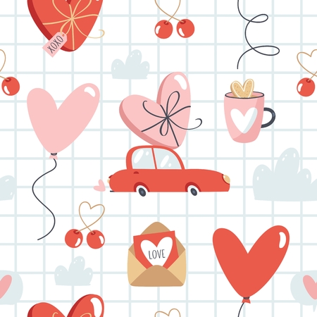 Valentine's Day vector seamless pattern.のイラスト素材