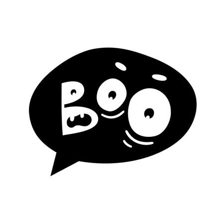 Boo text. Happy Halloween emblem, banner, calligraphy poster, greeting card, party invitation.のイラスト素材