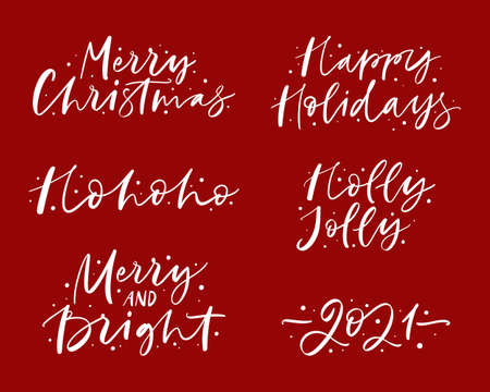 Merry Christmas and Happy New Year calligraphy set.のイラスト素材