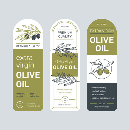 Olive Oil Label Set. Design templates for packaging oil.のイラスト素材