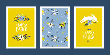 Set of easter greeting cards with handwritten holiday wishes.