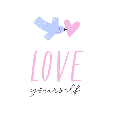 Happy Valentines day greeting card. Love yourself concept.のイラスト素材