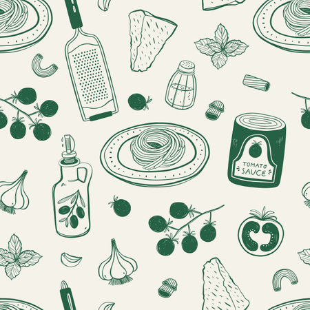 Italian pasta seamless pattern.のイラスト素材