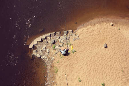 Man waiting for catch - waves, nature, fisherman, outdoorsの写真素材