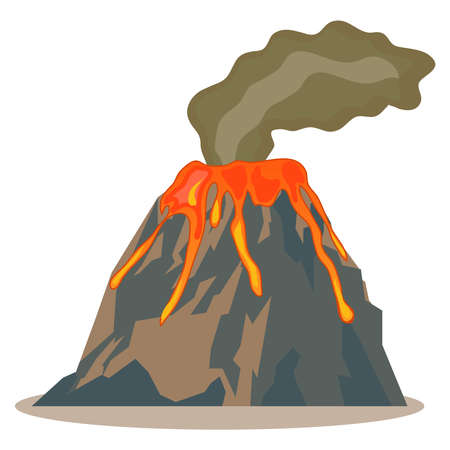 Volcano, volcano icon, lava, mountain Flat design vector illustration vectorのイラスト素材