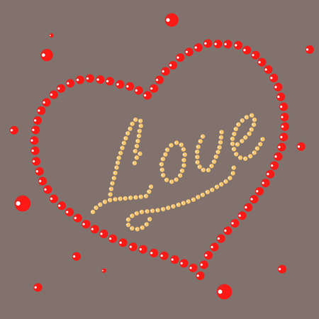 Heart with the words love, Happy Valentine's Day, greeting card. Flat design, vector illustration, vector.のイラスト素材