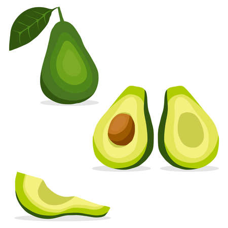 Avocados, avocado icon, tropical fruit. Flat design, vector illustration, vector.のイラスト素材
