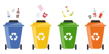 Garbage bins. Flat design, vector illustration, vector.のイラスト素材