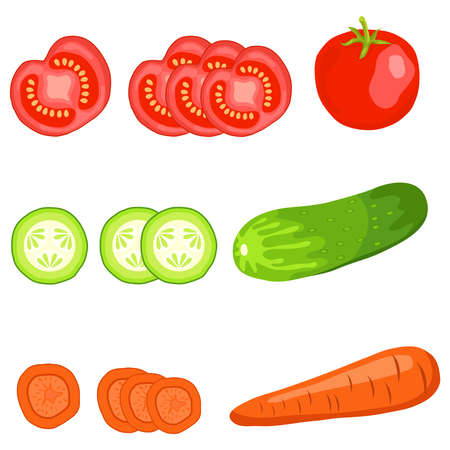 Sliced ??vegetables. Flat design, vector illustration, vector.のイラスト素材