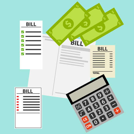 Bills for utilities, receipts. Flat design, vector illustration, vector.のイラスト素材