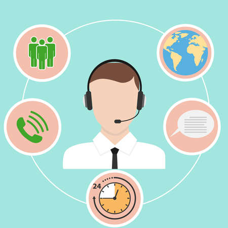 Call center. Flat design, vector illustration, vector.のイラスト素材