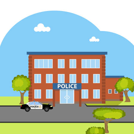 The building of the police. Flat design, vector illustration, vector.のイラスト素材