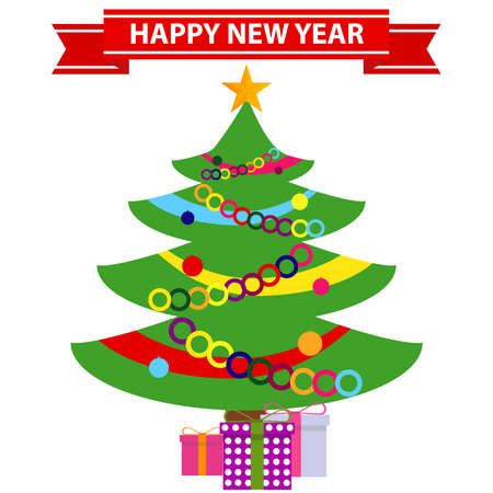 Christmas tree with gifts.のイラスト素材