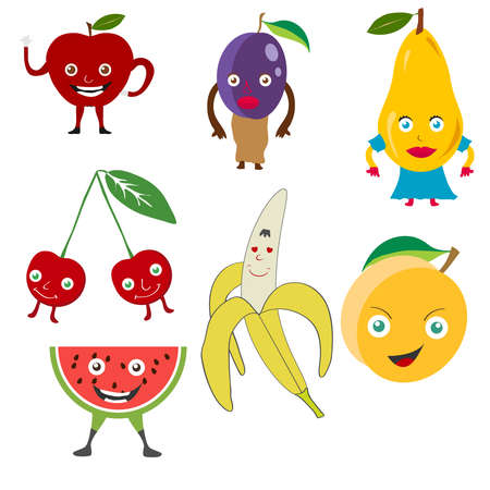 Fruits set. Flat design, vector illustration.のイラスト素材