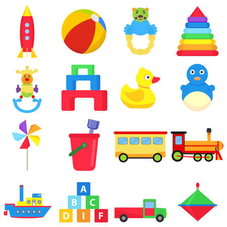 Kids toys. Flat design, vector illustration, vector.のイラスト素材
