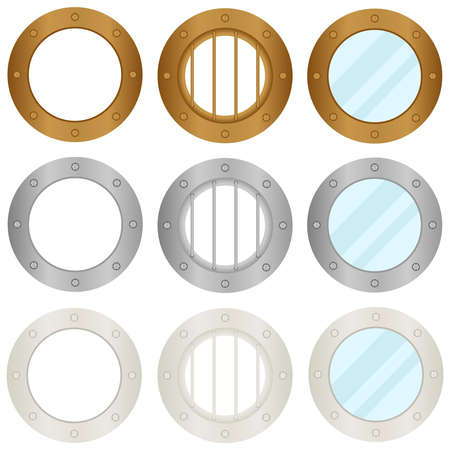 Porthole of the ship. Flat design, vector illustration, vector.のイラスト素材