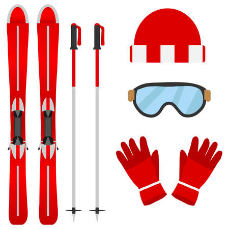 Set of skiers. Flat design, vector illustration, vector.のイラスト素材