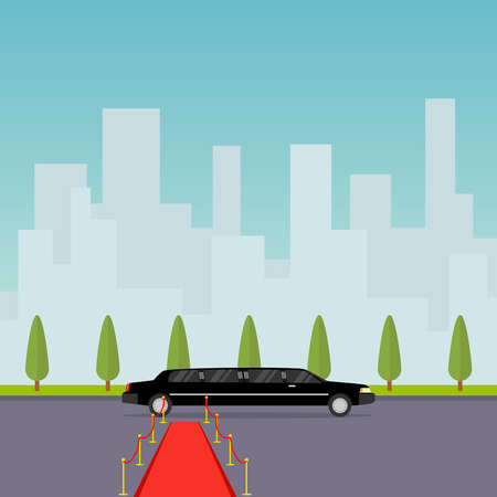 Limousine with a red carpet. Flat design, vector illustration, vector.のイラスト素材