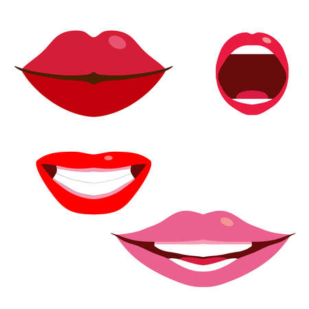 Women's lips. Flat design, vector illustration, vector.のイラスト素材