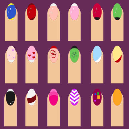 Fingers with manicure. Flat design, vector illustration, vector.のイラスト素材