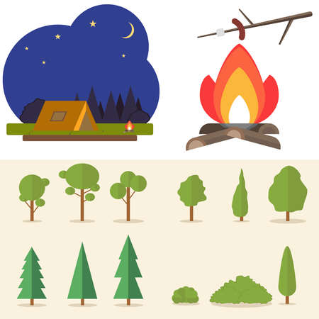 A set of trees. Flat design, vector illustration.のイラスト素材