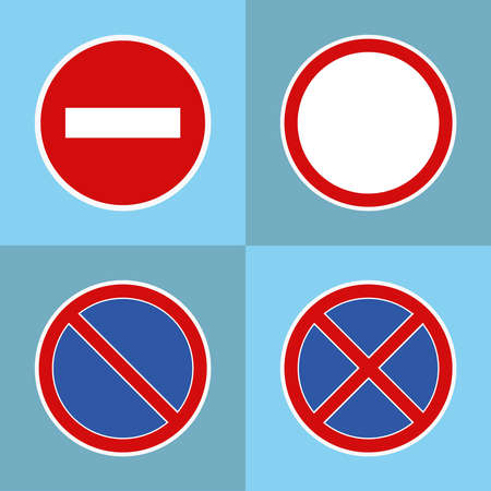 Road prohibitory signs. Flat design, vector illustration, vector.のイラスト素材