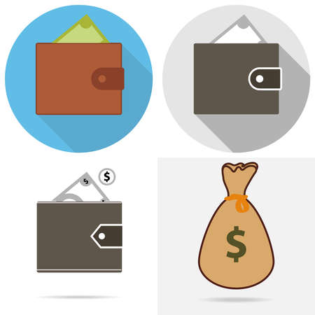 Wallet with money. Flat design, vector illustration, vector.のイラスト素材