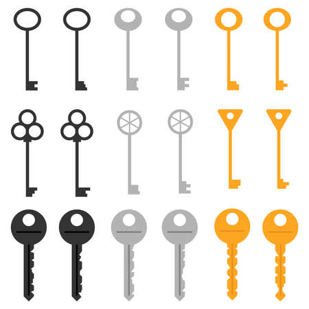 A set of keys. Flat design, vector illustration, vector.のイラスト素材