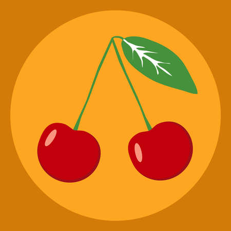 Red cherry. Flat design, vector illustration, vector.