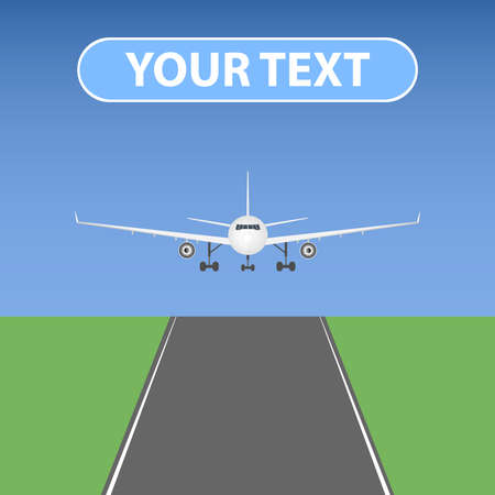 The plane comes to land. Flat design, vector illustration, vector.のイラスト素材