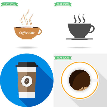 A cup of coffee, a disposable cup for coffee. Flat design, vector illustration, vector.のイラスト素材