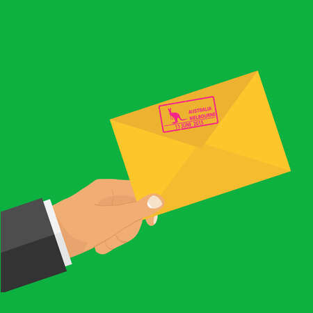 Envelope with a letter in the person's hand. Flat design, vector illustrationのイラスト素材