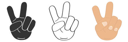 Hand gesture victory.のイラスト素材