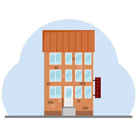The building of the hostel. Flat design, vector illustration, vector.のイラスト素材